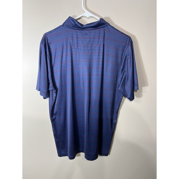 NFL Team Apparel New England Patriots Polo Navy Blue Striped Short Sleeves Large - Picture 2 of 10